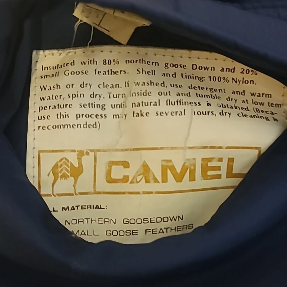 Camel reversible goose down blue vintage Puffer Vest